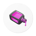 Pink Nail Polish Bottle Round Vinyl Sticker — Cute Cosmetic Beauty Decal