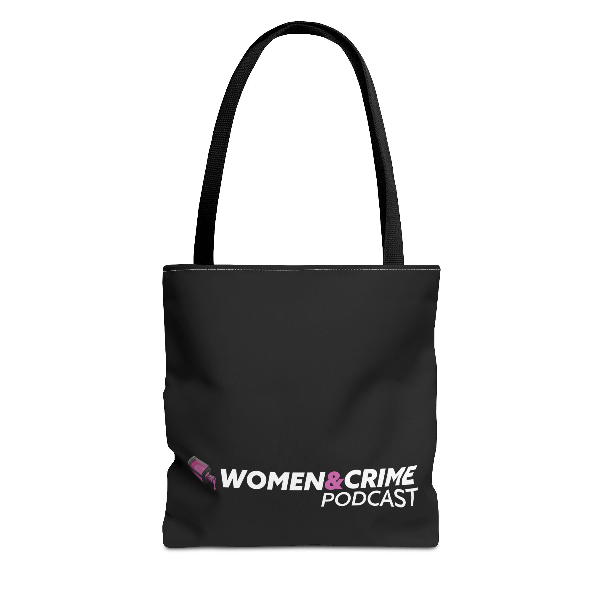 Women & Crime Podcast Tote Bag — 2 sided Pink Nail Polish with Logo