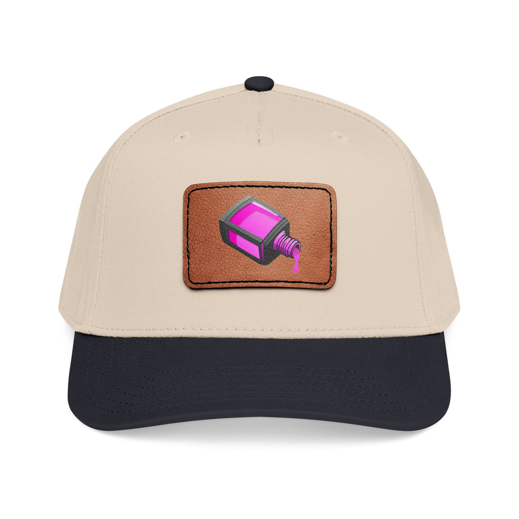 Leather Patch Baseball Cap with Camera Flash Icon