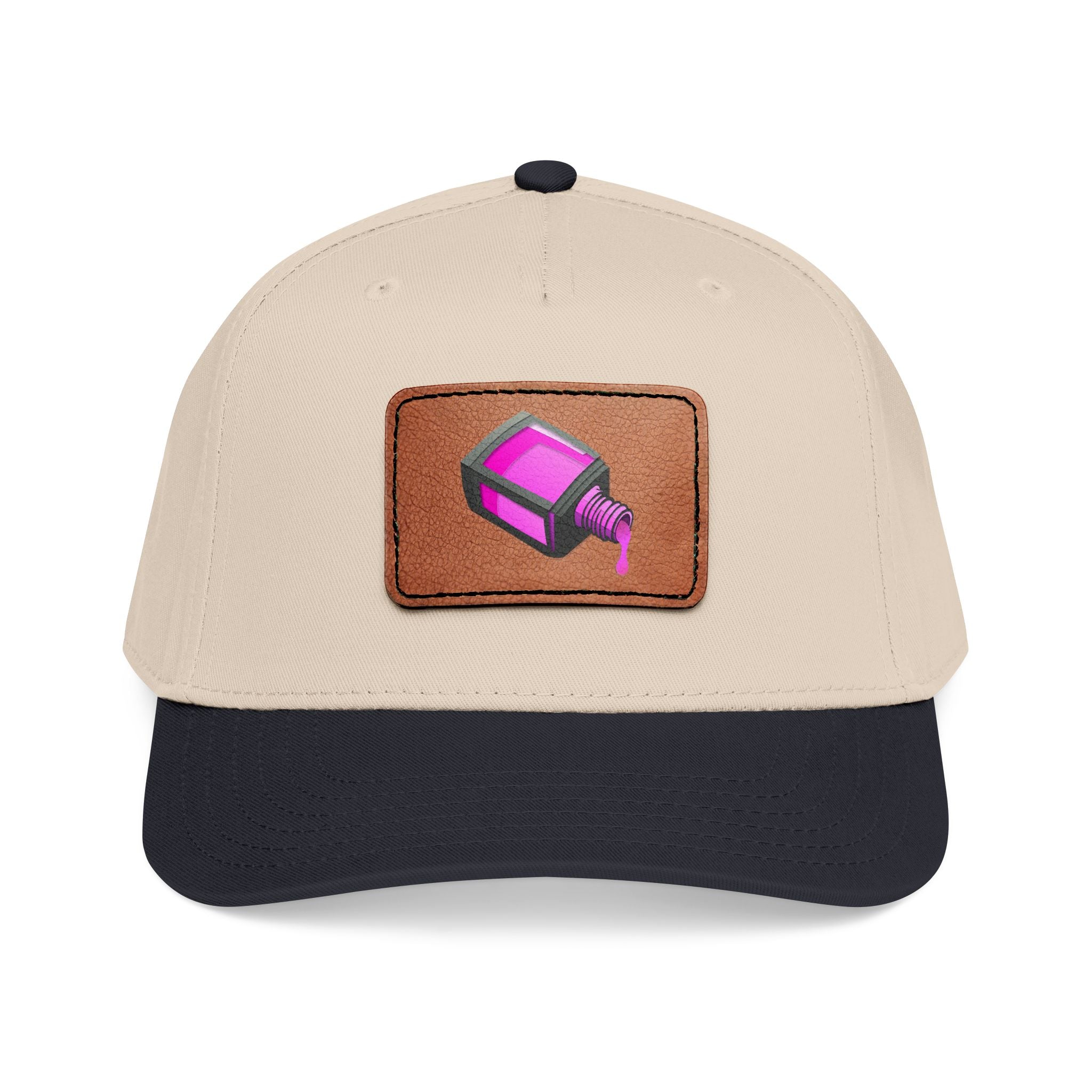 Leather Patch Baseball Cap with Camera Flash Icon