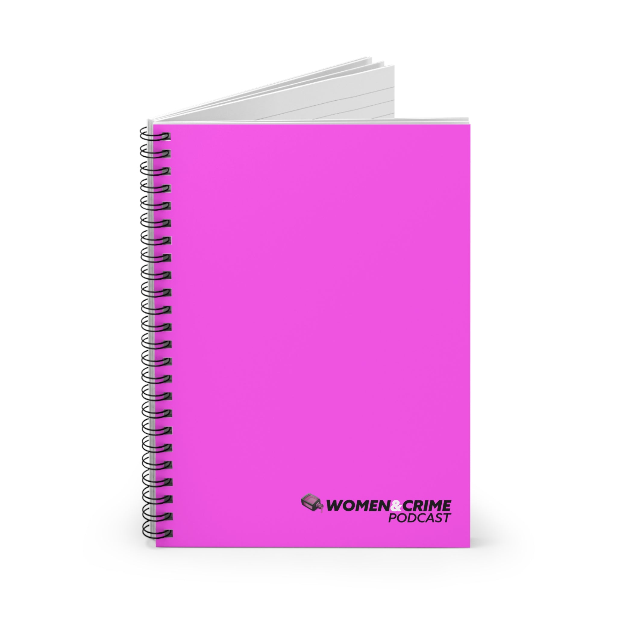 Spiral Notebook — Women & Crime Podcast Logo Ruled Journal (Hot Pink)
