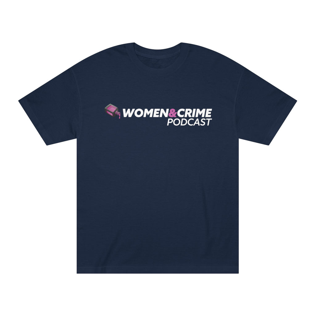 Women & Crime Logo Tee — True Crime Podcast Shirt - Dark Colors