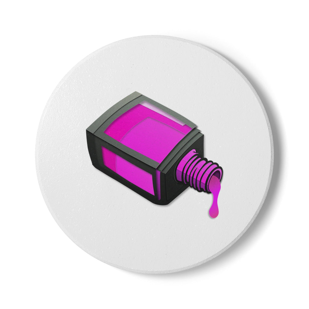 Ceramic Coaster — Neon Pink Nail Polish Bottle Design