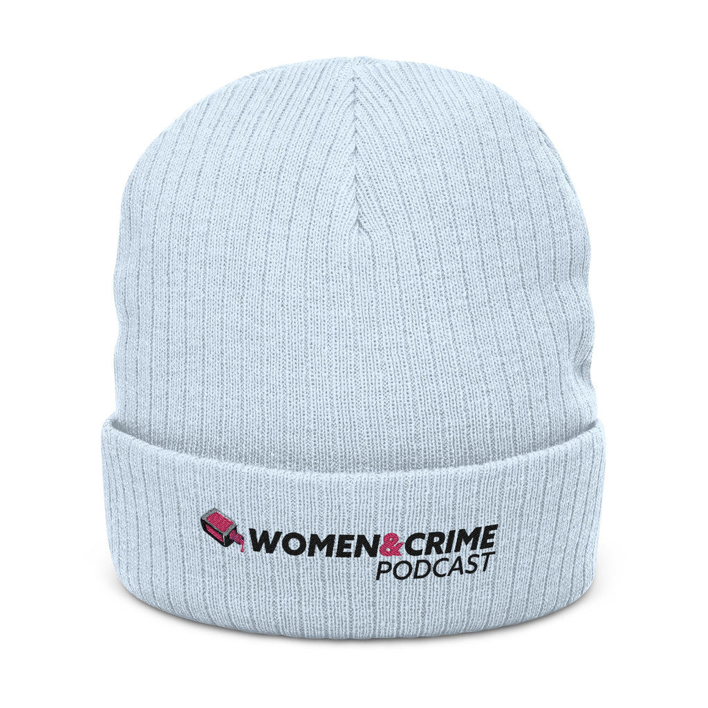 Embroidered Beanie — Women & Crime Podcast Ribbed Knit Hat