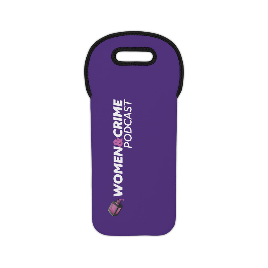 Purple Wine Tote — "Women & Crime" Neoprene Bottle Carrier