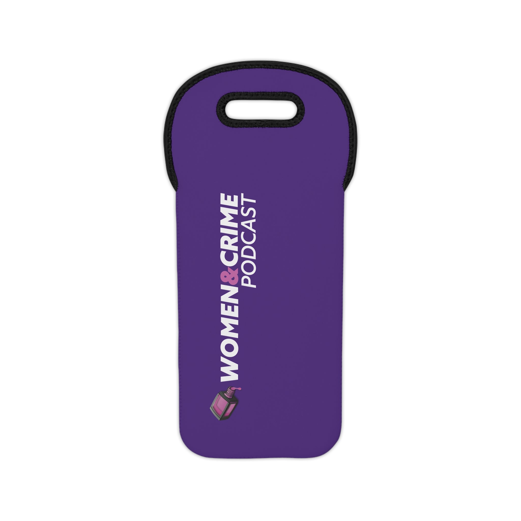 Purple Wine Tote — "Women & Crime" Neoprene Bottle Carrier
