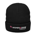 Copy of Embroidered Beanie — Women & Crime Podcast Ribbed Knit Hat