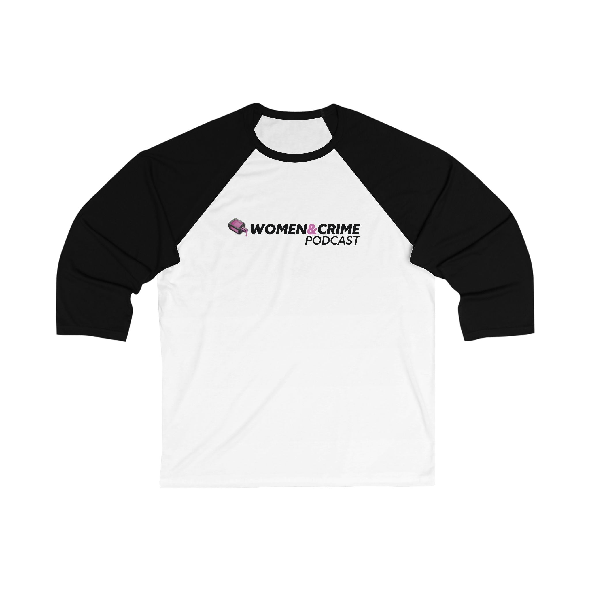 Women & Crime Baseball Tee — True-Crime Podcast Fan Raglan