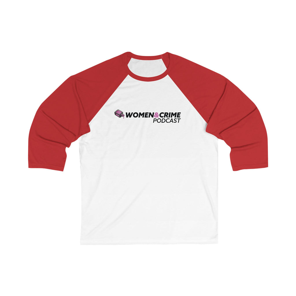 Women & Crime Baseball Tee — True-Crime Podcast Fan Raglan