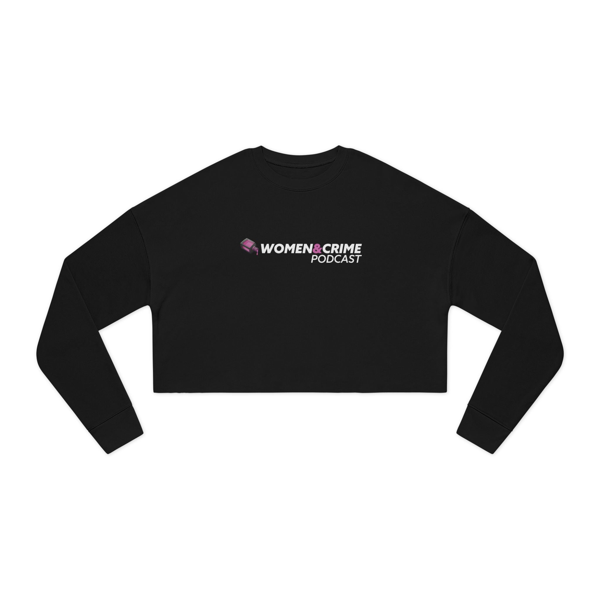 Cropped Sweatshirt — "Women Crime" Minimal Logo Crop Top