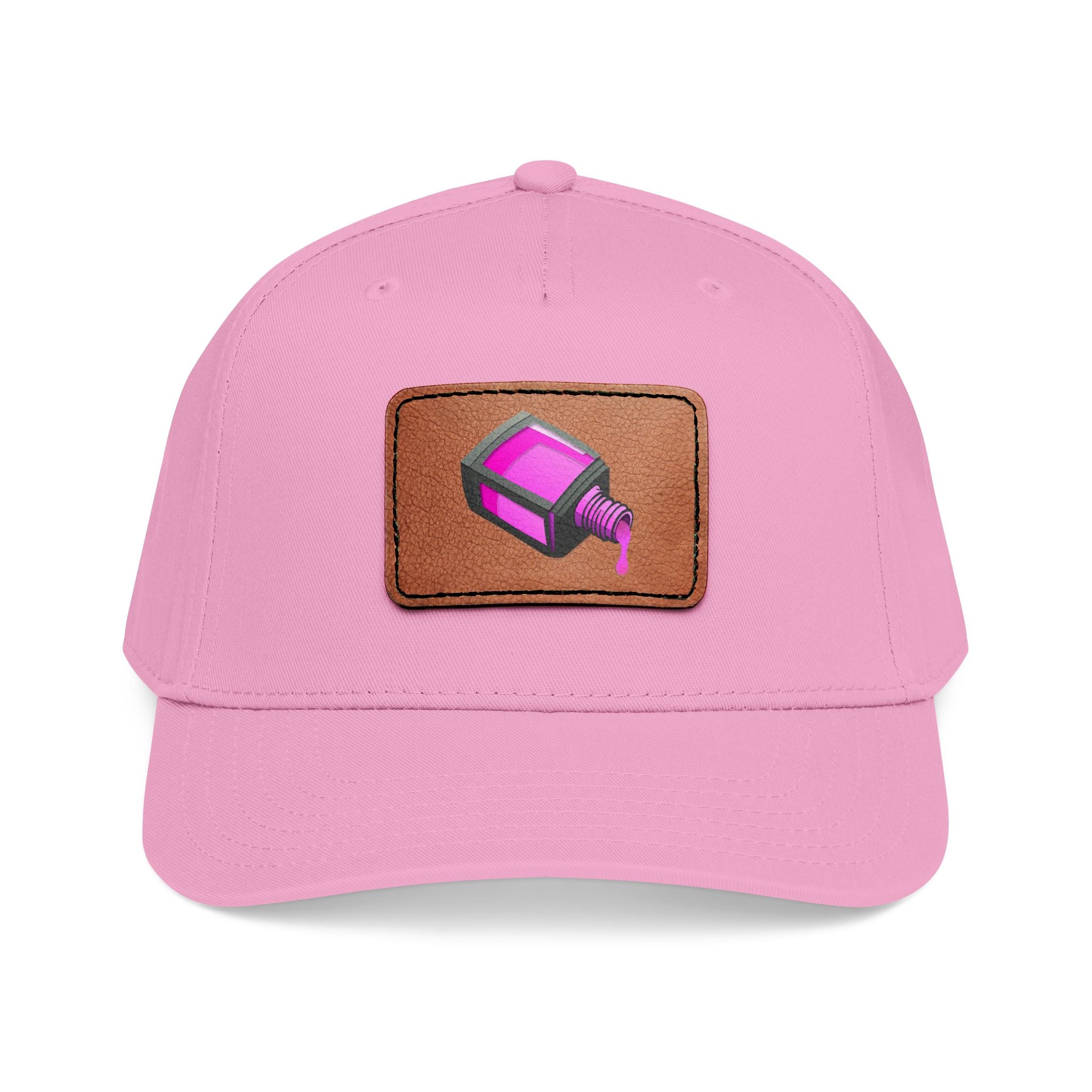 Leather Patch Baseball Cap with Camera Flash Icon