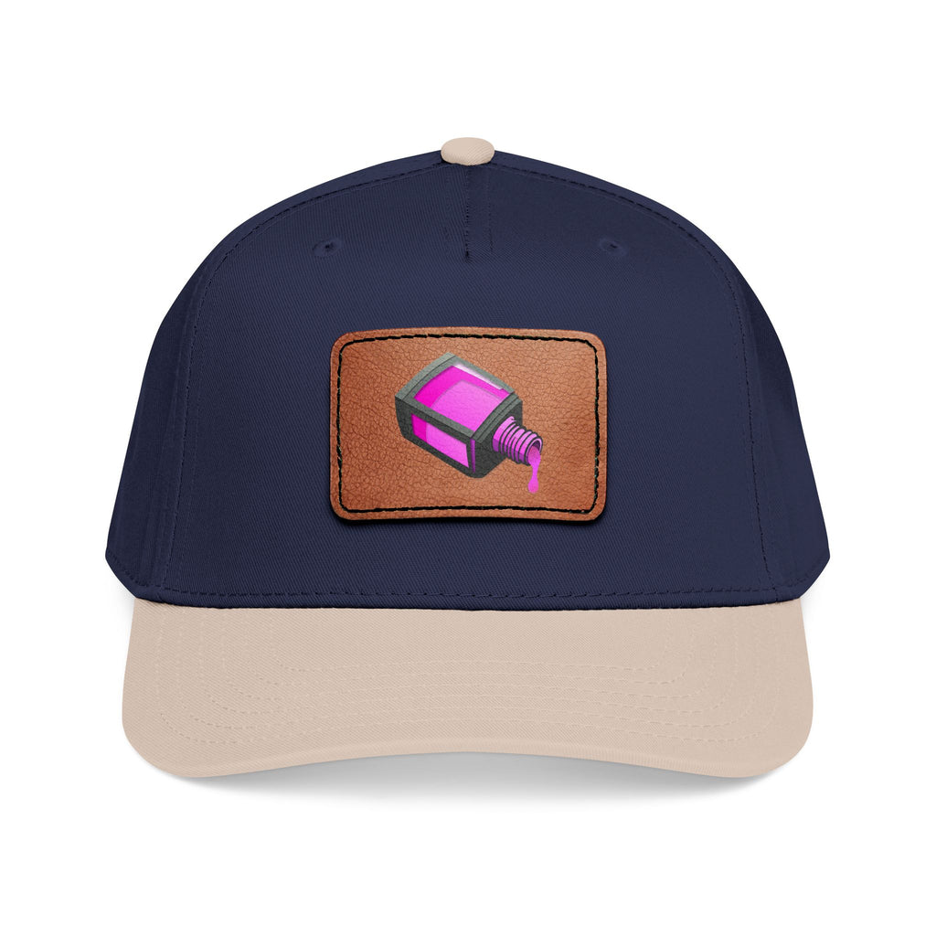 Leather Patch Baseball Cap with Camera Flash Icon