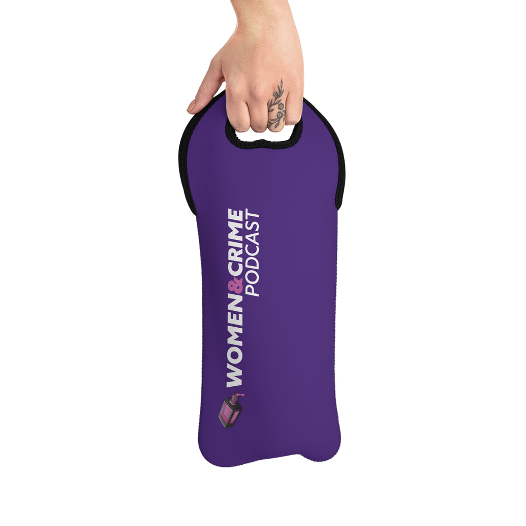 Purple Wine Tote — "Women & Crime" Neoprene Bottle Carrier