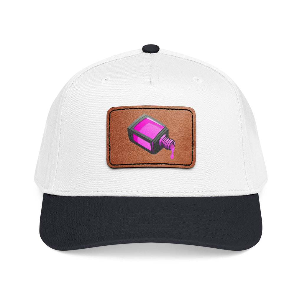 Leather Patch Baseball Cap with Camera Flash Icon