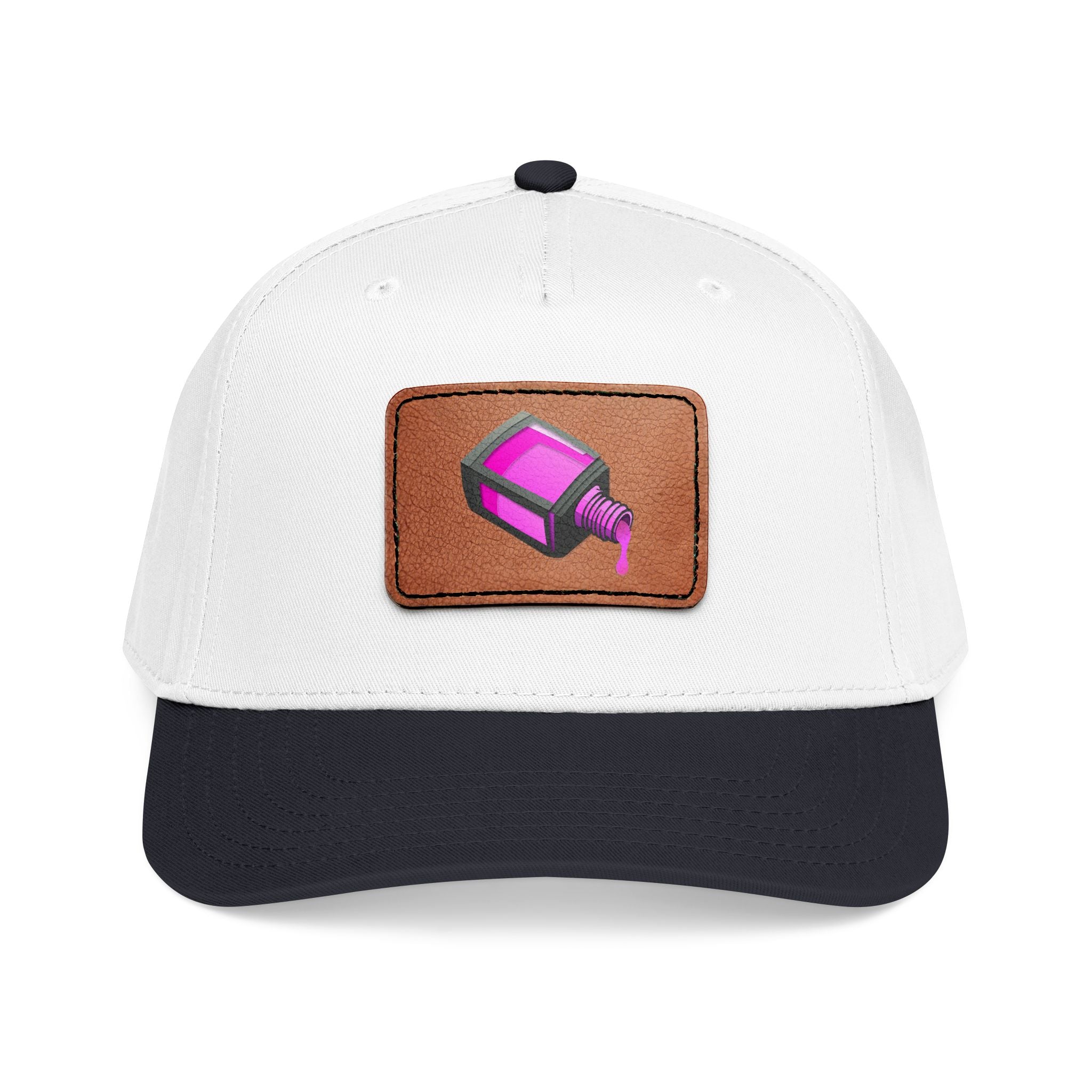 Leather Patch Baseball Cap with Camera Flash Icon