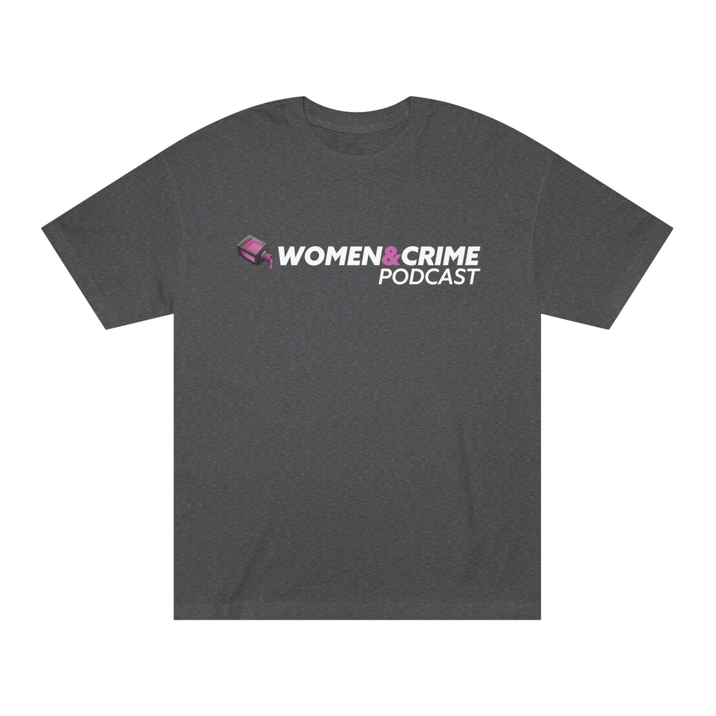 Women & Crime Logo Tee — True Crime Podcast Shirt - Dark Colors