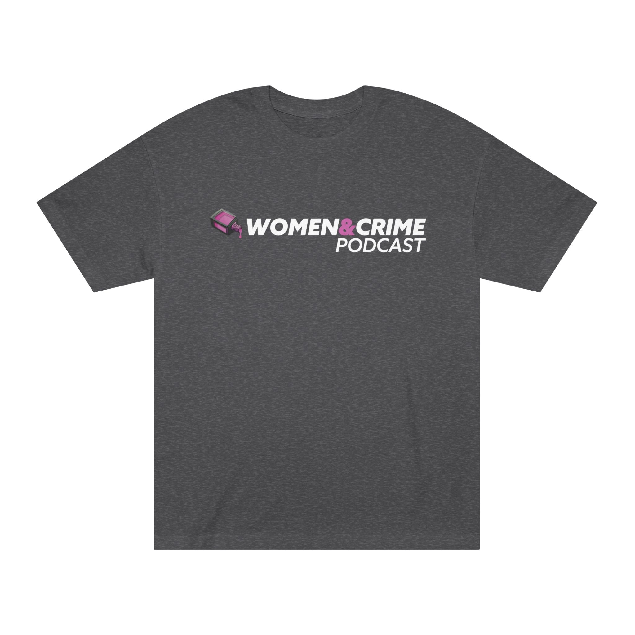 Women & Crime Logo Tee — True Crime Podcast Shirt - Dark Colors