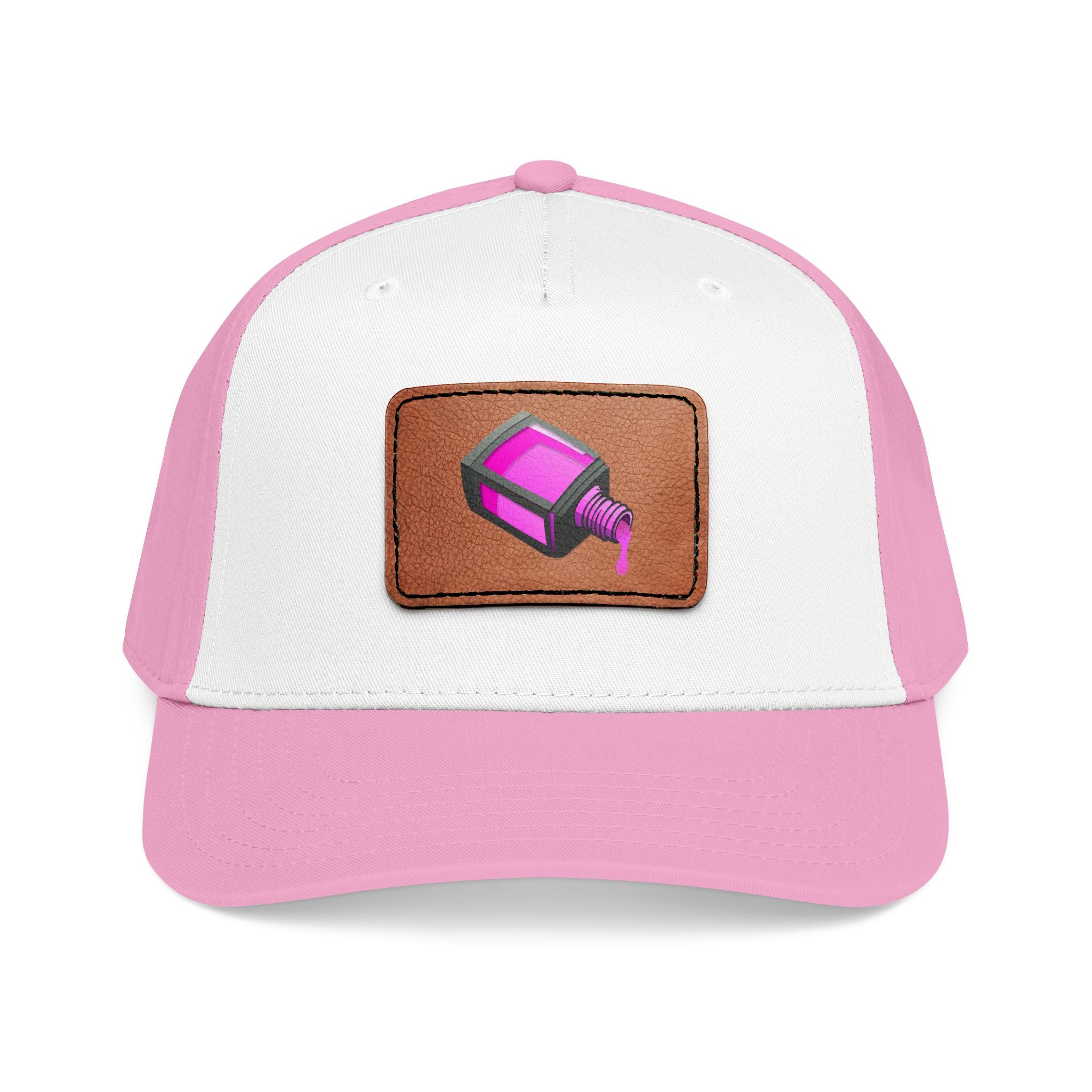 Leather Patch Baseball Cap with Camera Flash Icon