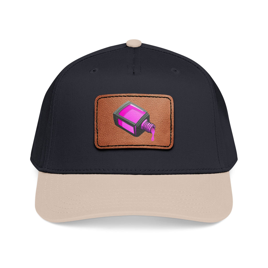 Leather Patch Baseball Cap with Camera Flash Icon
