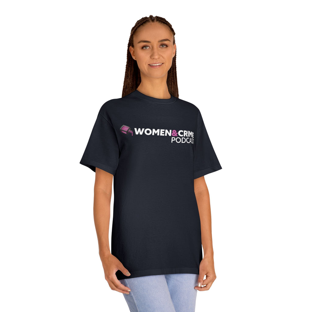 Women & Crime Logo Tee — True Crime Podcast Shirt - Dark Colors