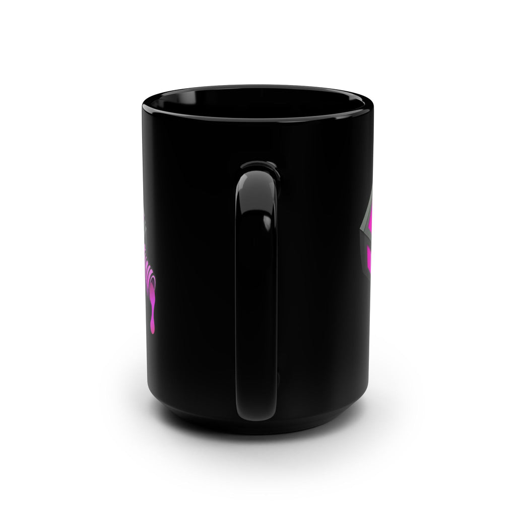 15oz Black Mug — Pink Nail Polish Drip Design