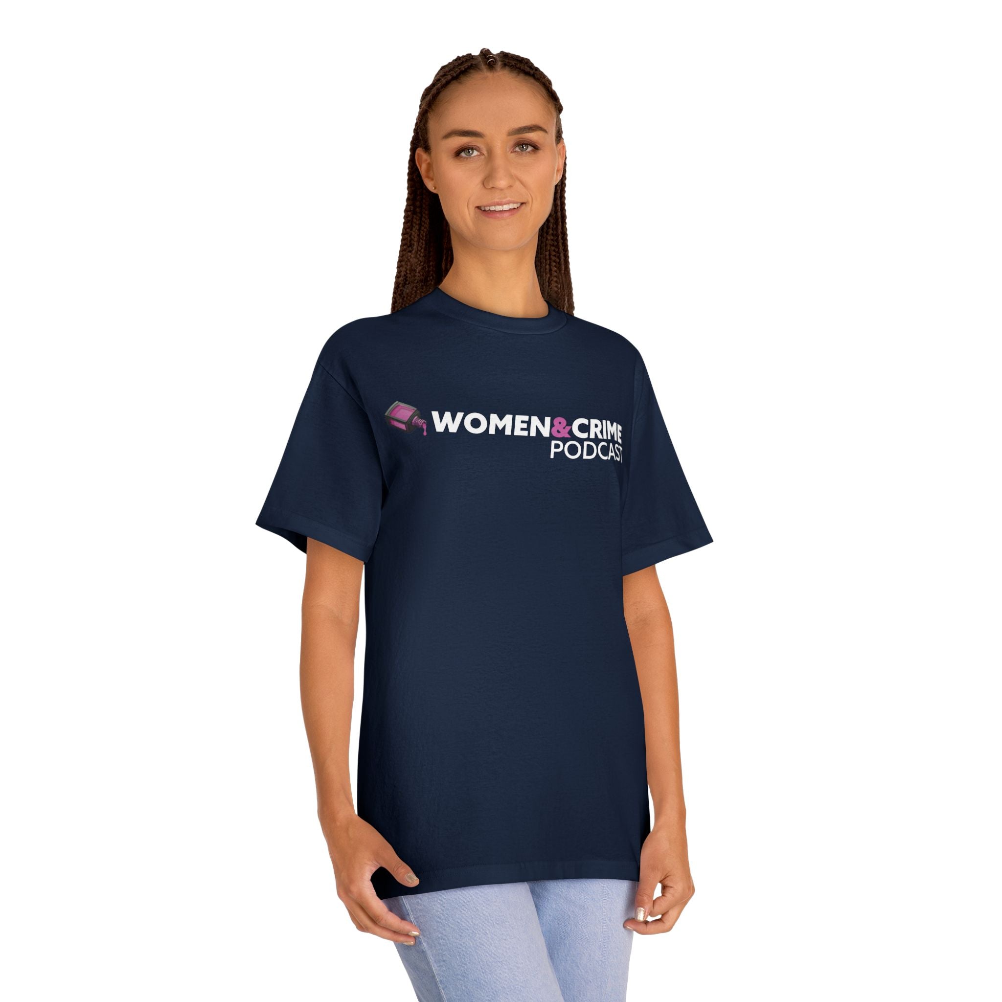 Women & Crime Logo Tee — True Crime Podcast Shirt - Dark Colors