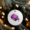 Pink Nail Polish Ceramic Ornament — Dripping Manicure Makeup Gift