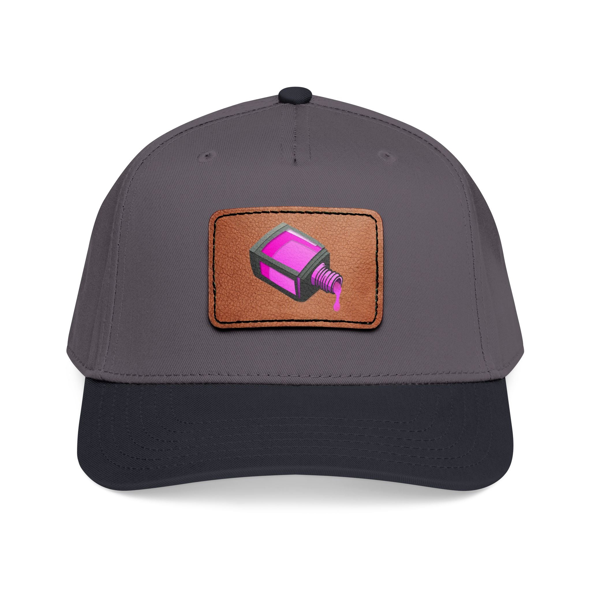 Leather Patch Baseball Cap with Camera Flash Icon
