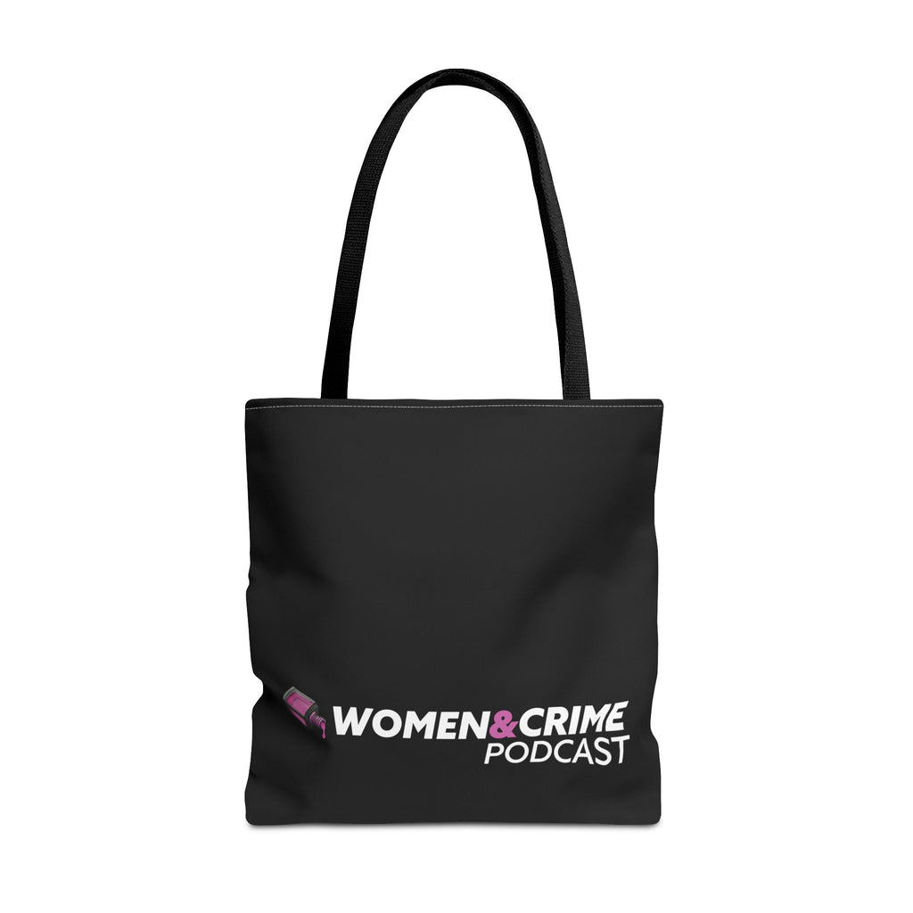 Women & Crime Podcast Tote Bag — 2 sided Pink Nail Polish with Logo