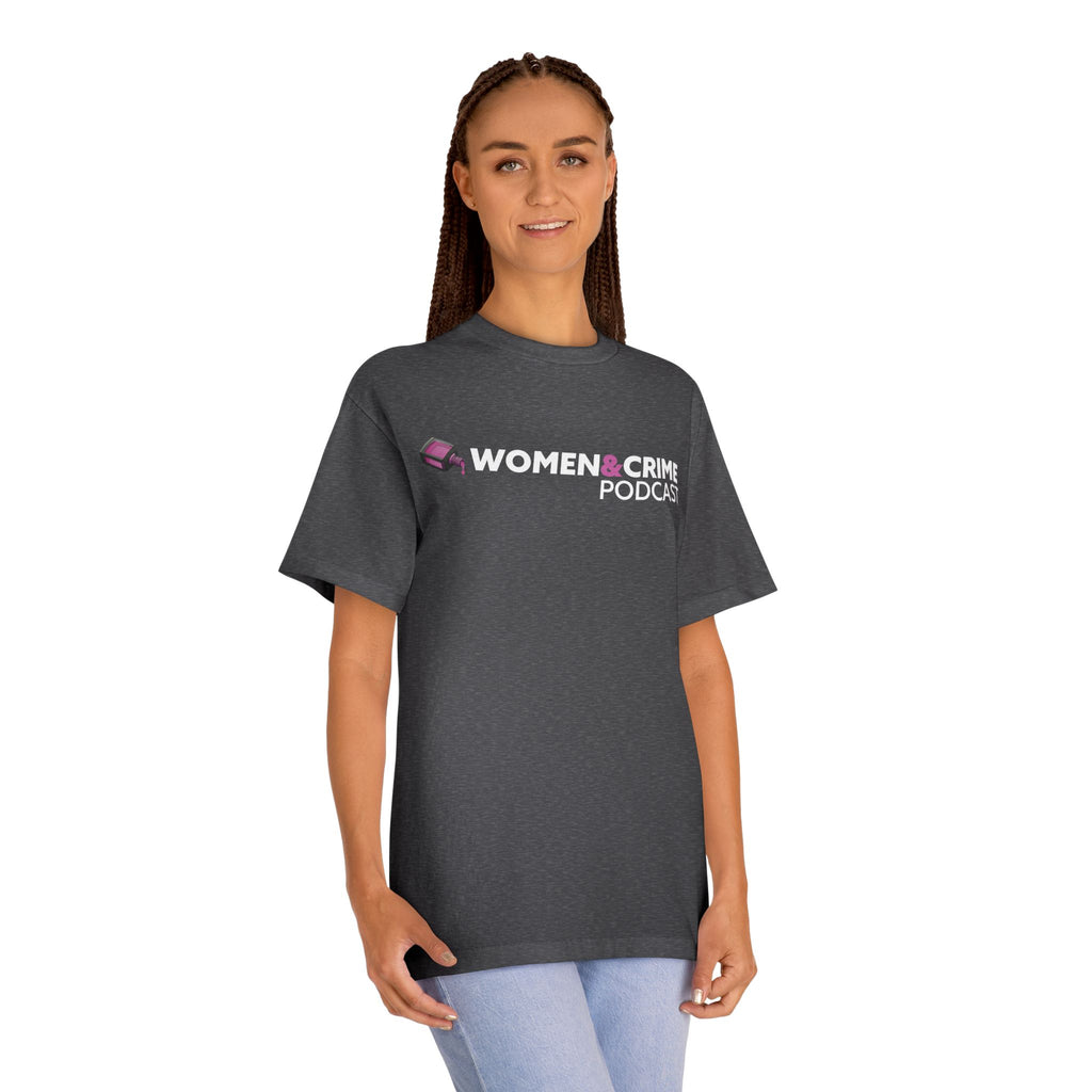 Women & Crime Logo Tee — True Crime Podcast Shirt - Dark Colors