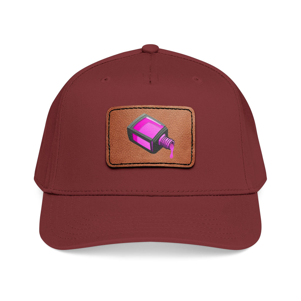 Leather Patch Baseball Cap with Camera Flash Icon