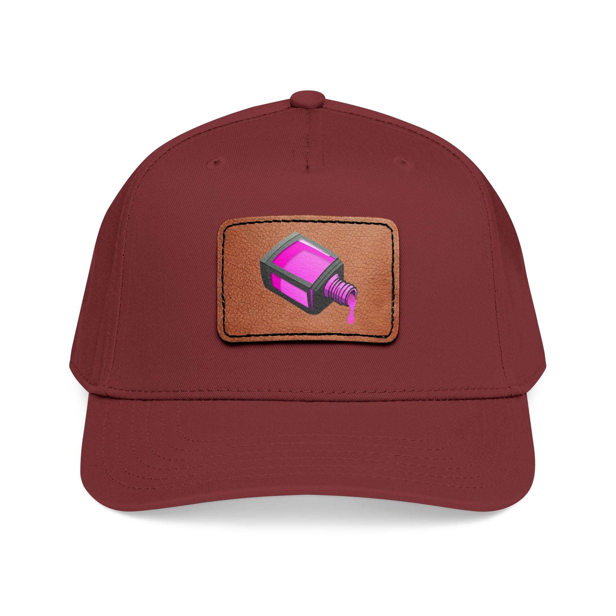 Leather Patch Baseball Cap with Camera Flash Icon
