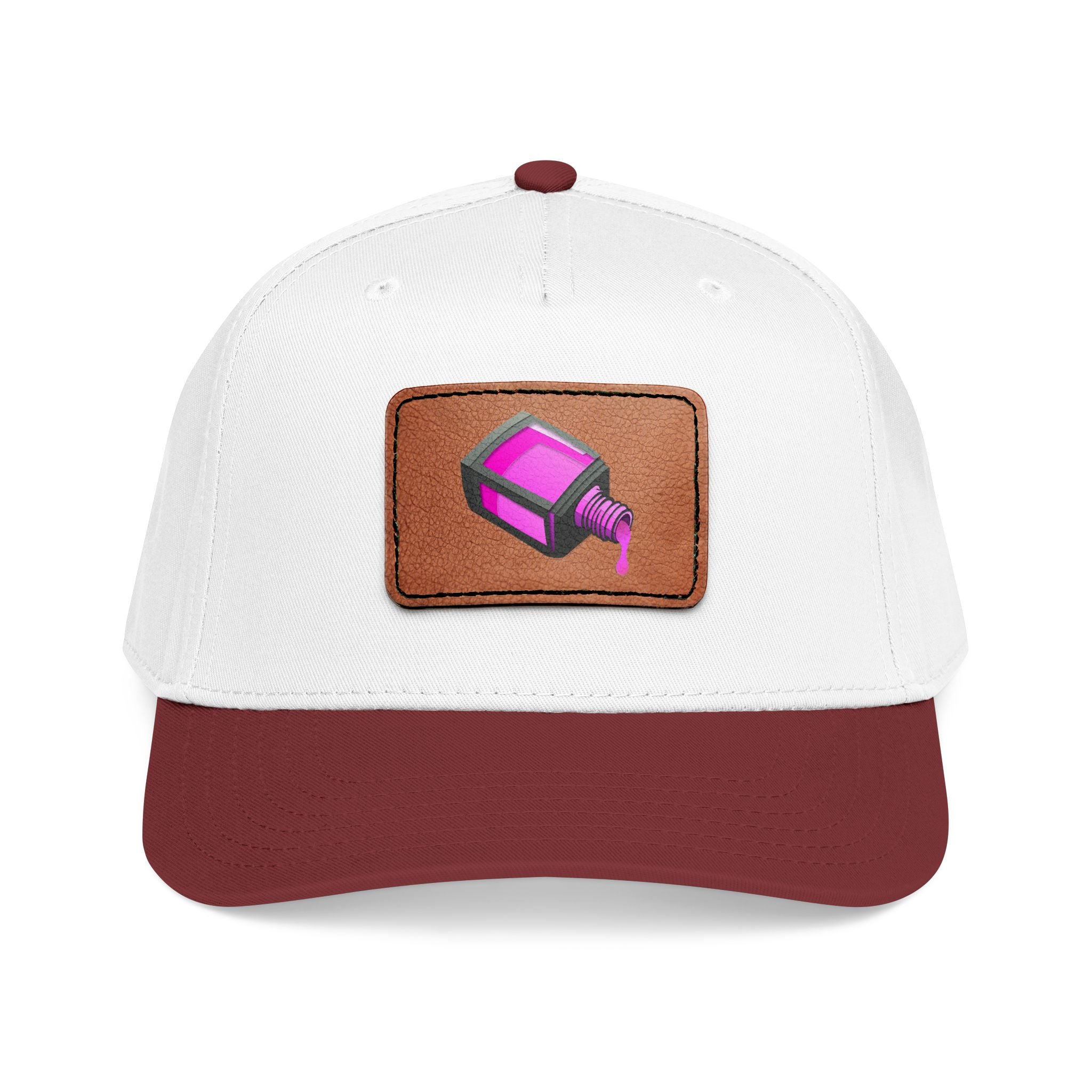 Leather Patch Baseball Cap with Camera Flash Icon