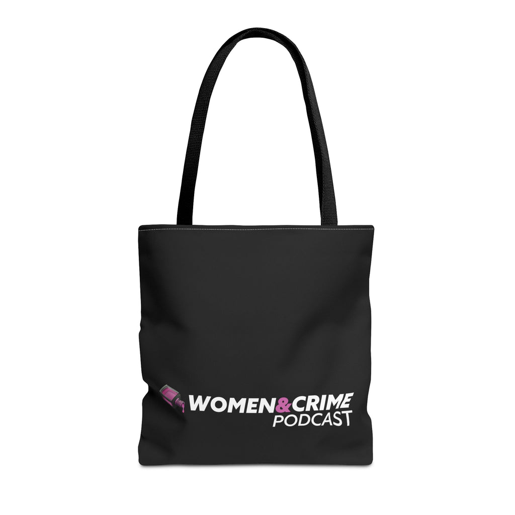 Women & Crime Podcast Tote Bag — 2 sided Pink Nail Polish with Logo