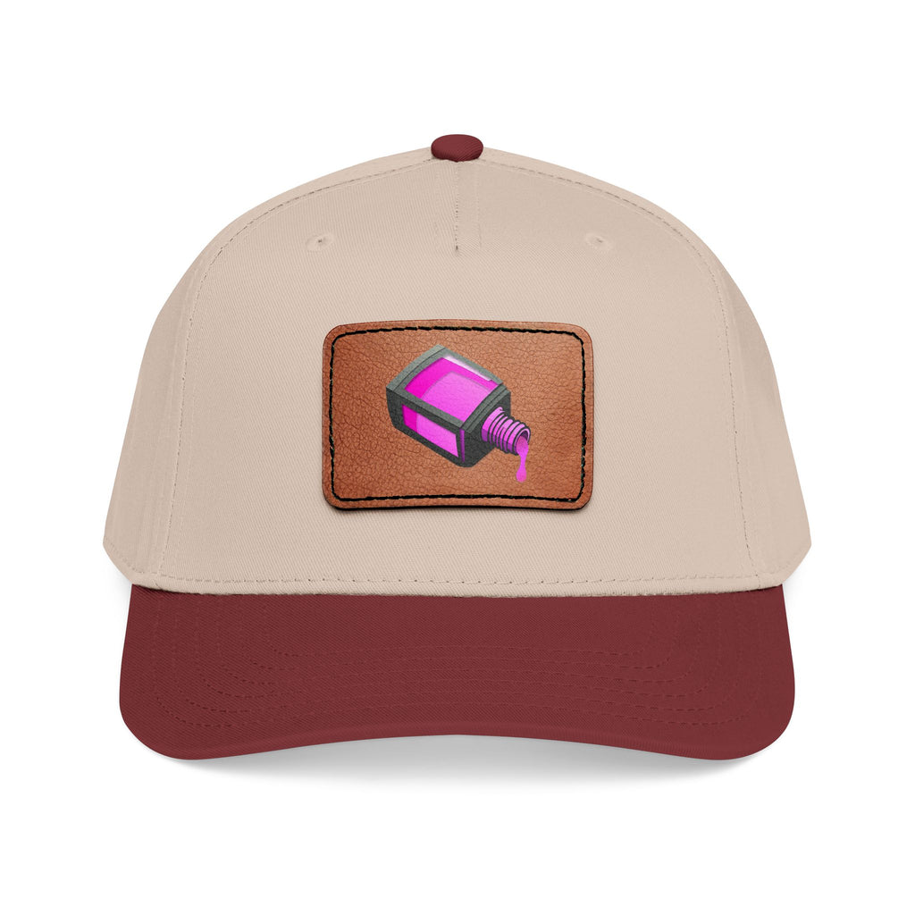 Leather Patch Baseball Cap with Camera Flash Icon