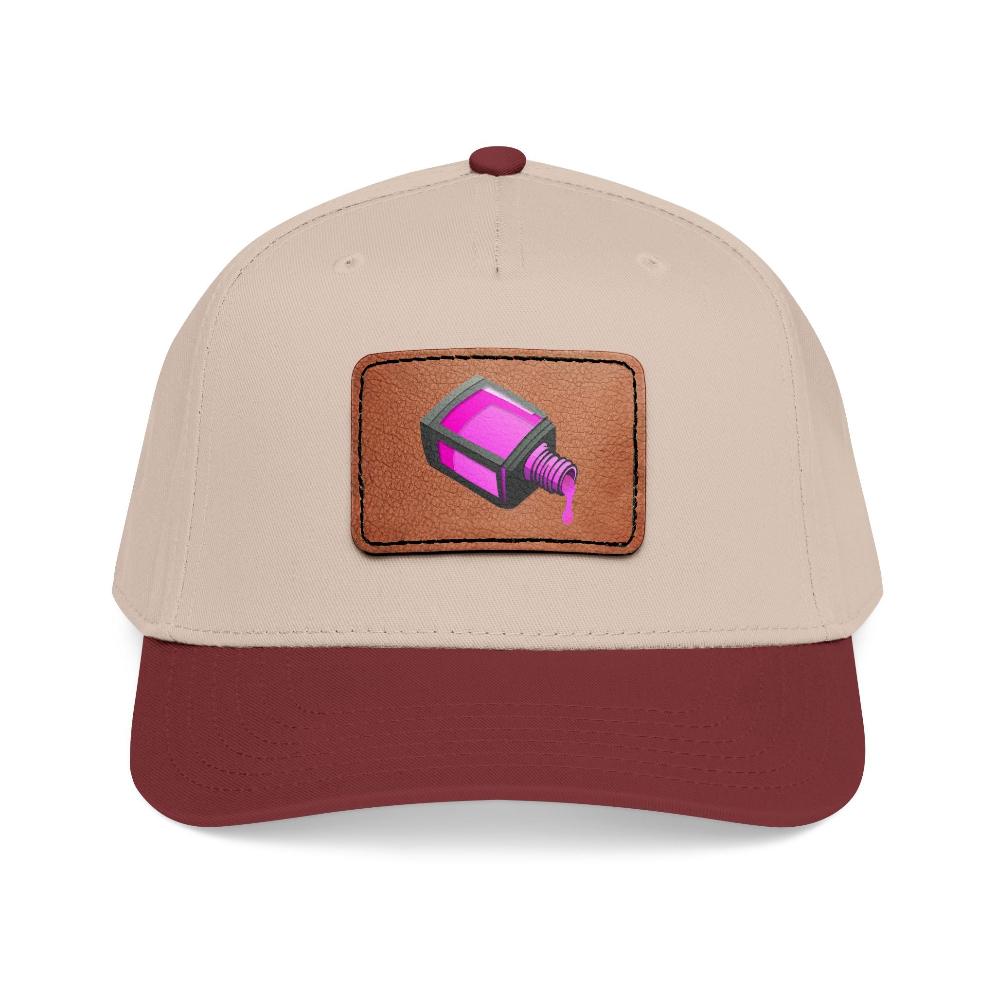 Leather Patch Baseball Cap with Camera Flash Icon