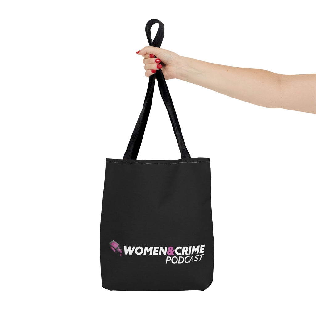 Women & Crime Podcast Tote Bag — 2 sided Pink Nail Polish with Logo
