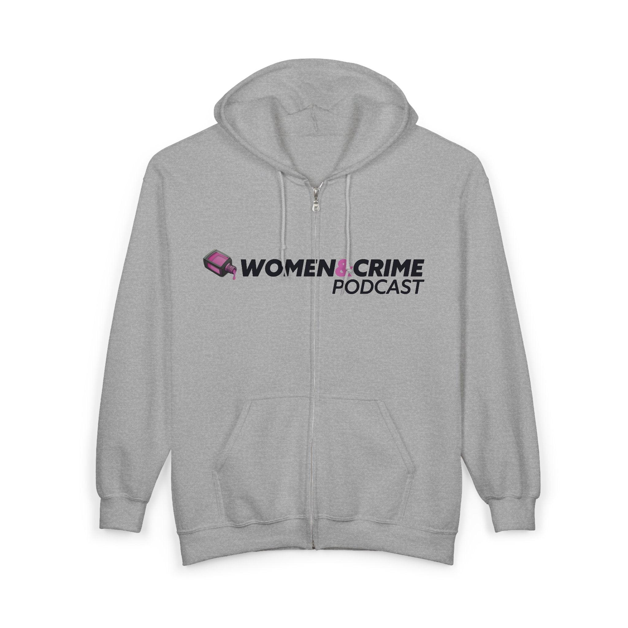 Grey Full‑Zip Hoodie with W&C Logo