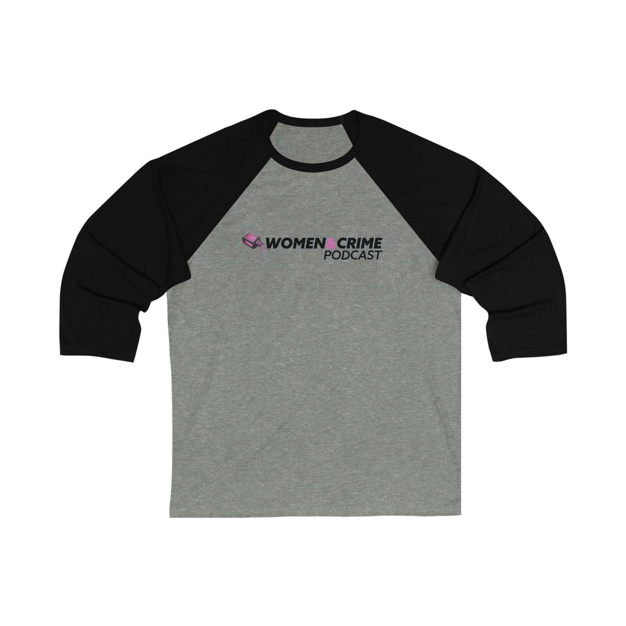 Women & Crime Baseball Tee — True-Crime Podcast Fan Raglan