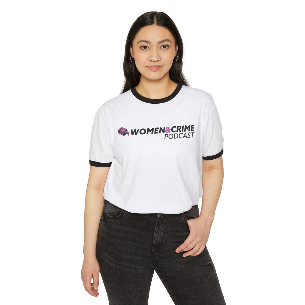 Women & Crime Ringer T‑Shirt — True Crime Podcast Fan Tee