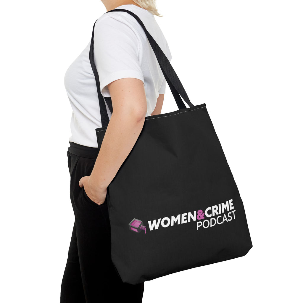 Women & Crime Podcast Tote Bag — 2 sided Pink Nail Polish with Logo