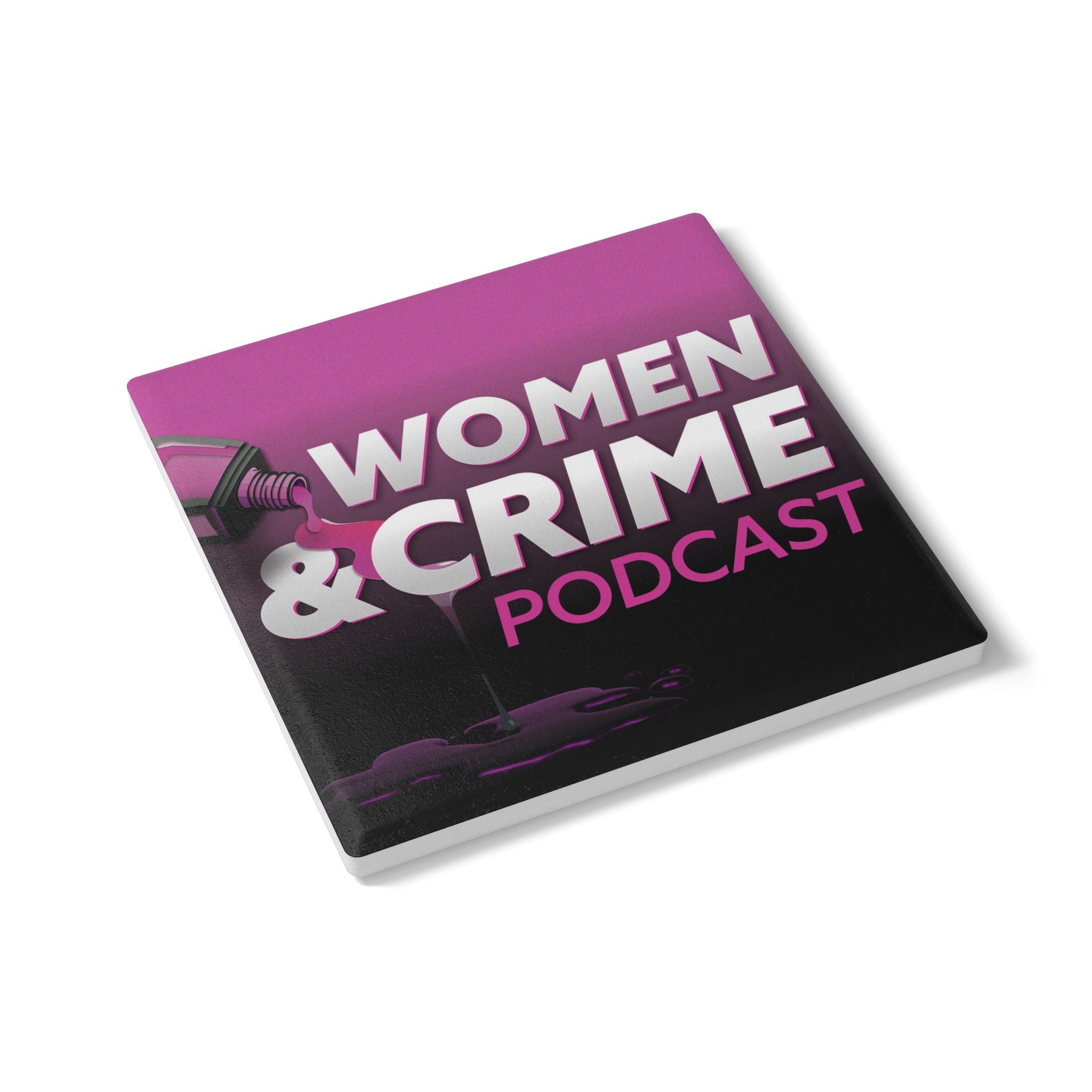 Ceramic Coaster — Neon Pink Nail Polish Bottle Design