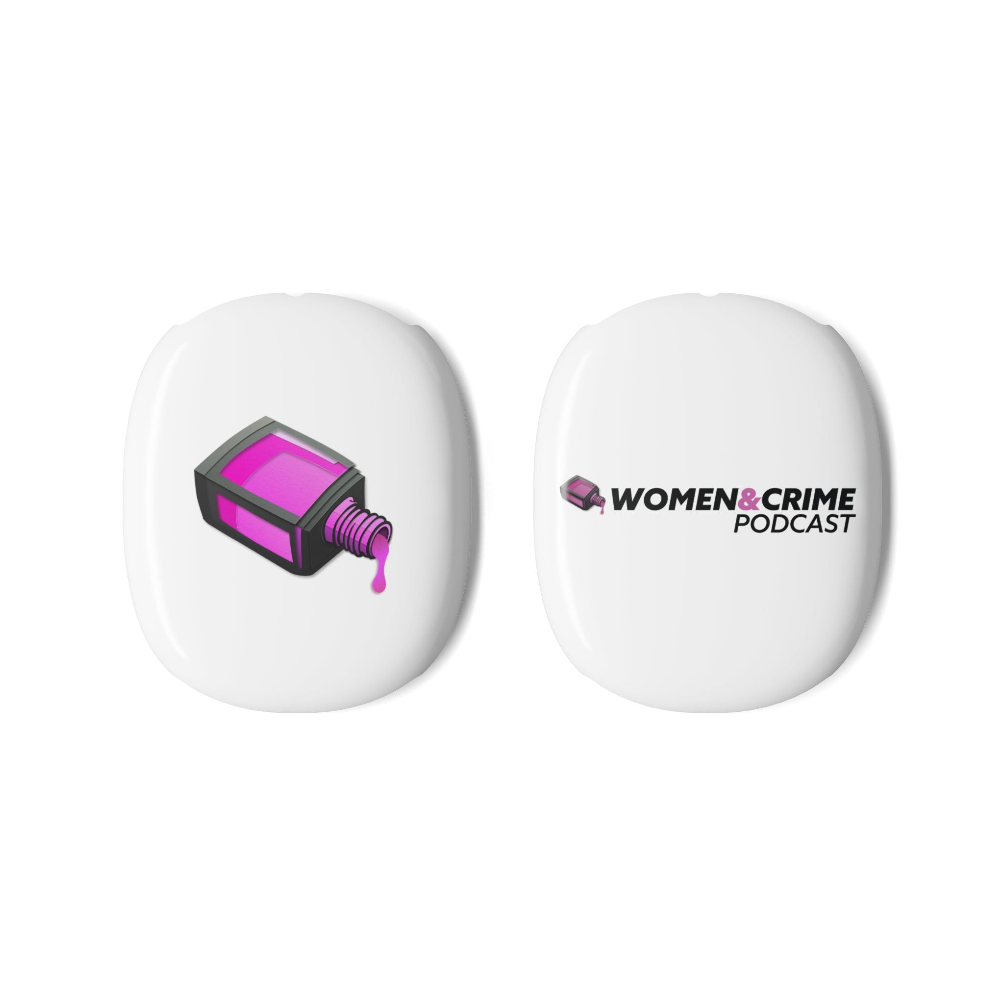 AirPods Max Case – Women & Crime Podcast Pink Nail Polish Logo